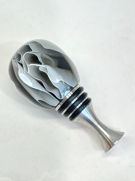 Gray White Trails Stainless Steel Bottle Stopper