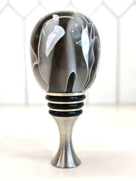 Gray White Trails Stainless Steel Bottle Stopper