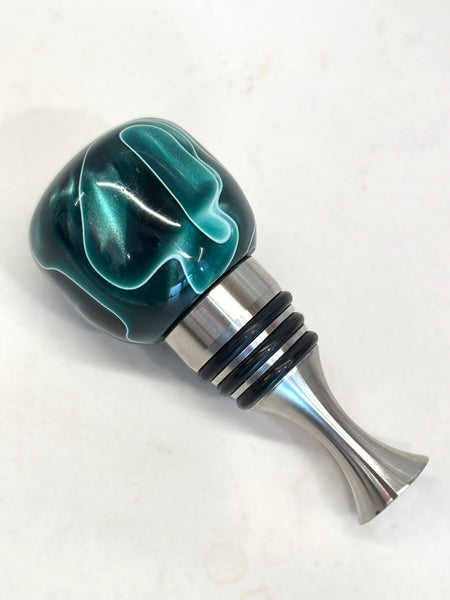 Emerald Isle Green and Pearl Stainless Steel Bottle Stopper
