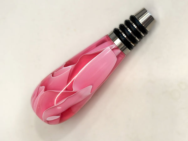 Rose Blush and White Lines Stainless Steel Bottle Stopper