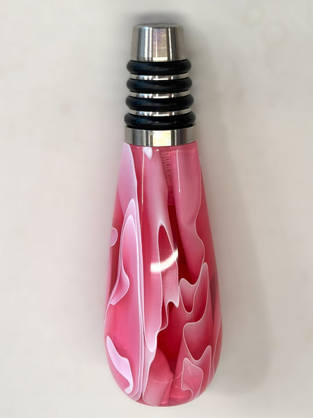 Rose Blush and White Lines Stainless Steel Bottle Stopper