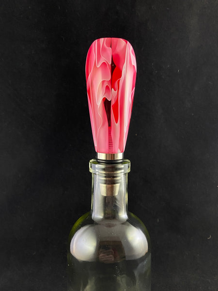 Rose Blush and White Lines Stainless Steel Bottle Stopper