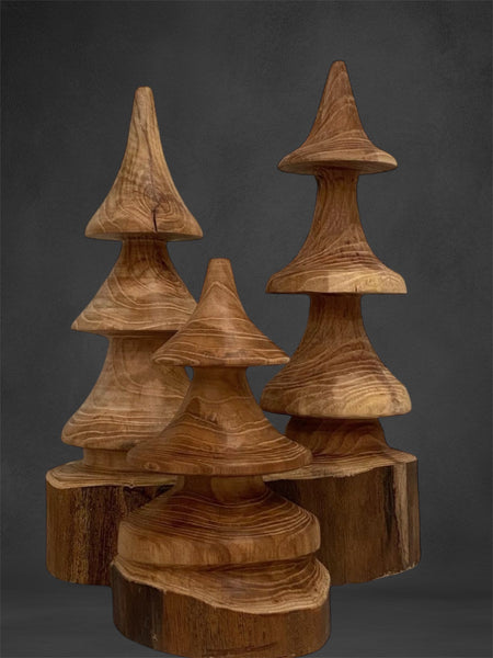 Three Rustic Christmas Tree - Wood Tree Sculpture