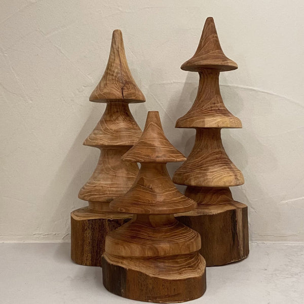 Three Rustic Christmas Tree - Wood Tree Sculpture