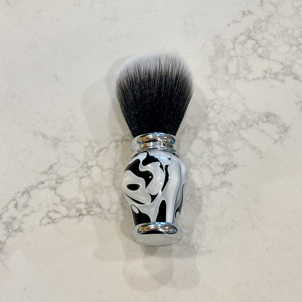 Pearl White and Black Synthetic Badger Hair Shaving Brush