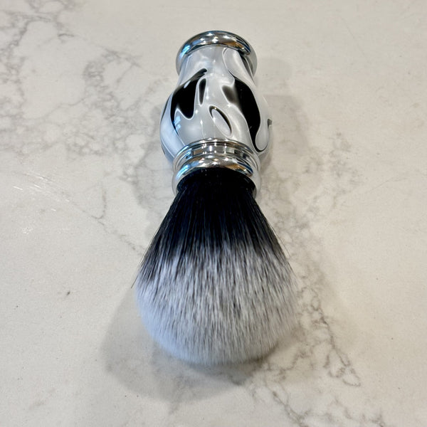 Pearl White and Black Synthetic Badger Hair Shaving Brush