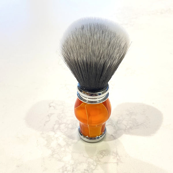 Orange and White Synthetic Badger Hair Shaving Brush