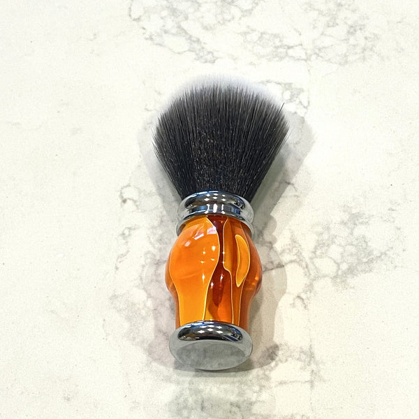 Orange and White Synthetic Badger Hair Shaving Brush