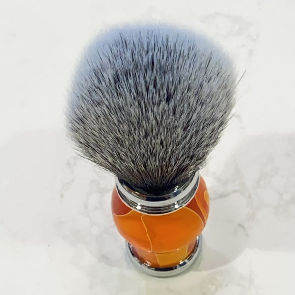 Orange and White Synthetic Badger Hair Shaving Brush