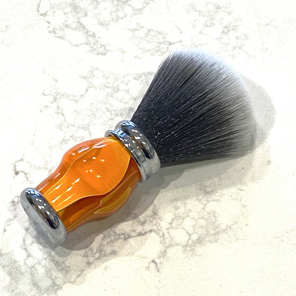Orange and White Synthetic Badger Hair Shaving Brush
