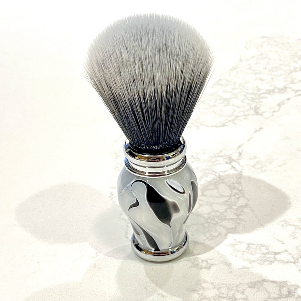 Pearl White and Black Synthetic Badger Hair Shaving Brush