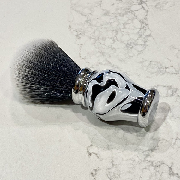 Pearl White and Black Synthetic Badger Hair Shaving Brush