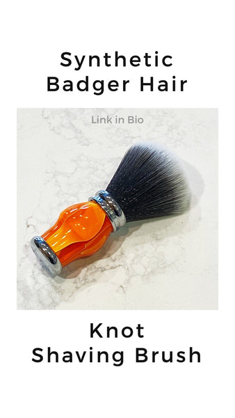 Orange and White Synthetic Badger Hair Shaving Brush