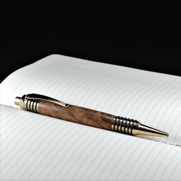 The Spartan "Convertible" Pen - Pencil in Maple Burl and 24 KT Gold