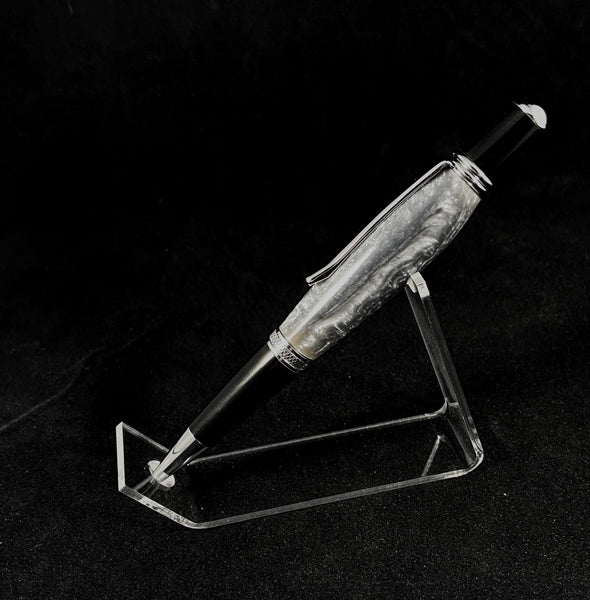 The Chairman Pen in Chrome and Black in Silver Shimmer in Storm Gray