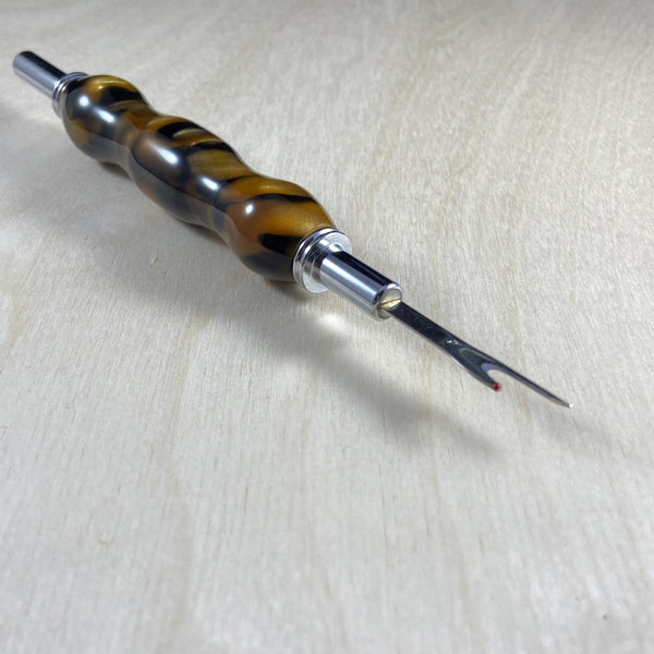Double-Ended Seam Ripper with a Tiger Acrylic Body and Chrome