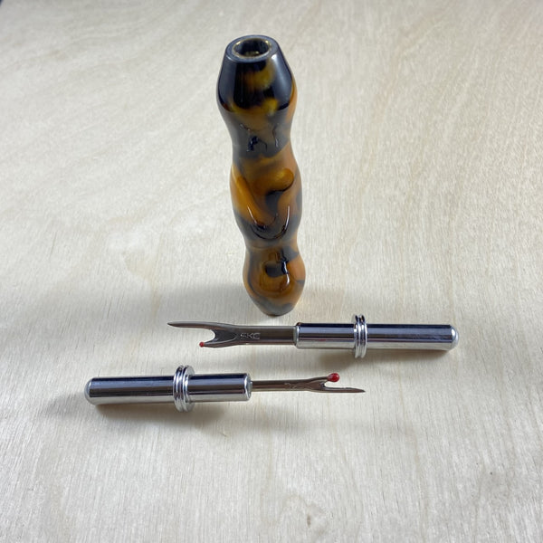 Double-Ended Seam Ripper with a Tiger Acrylic Body and Chrome