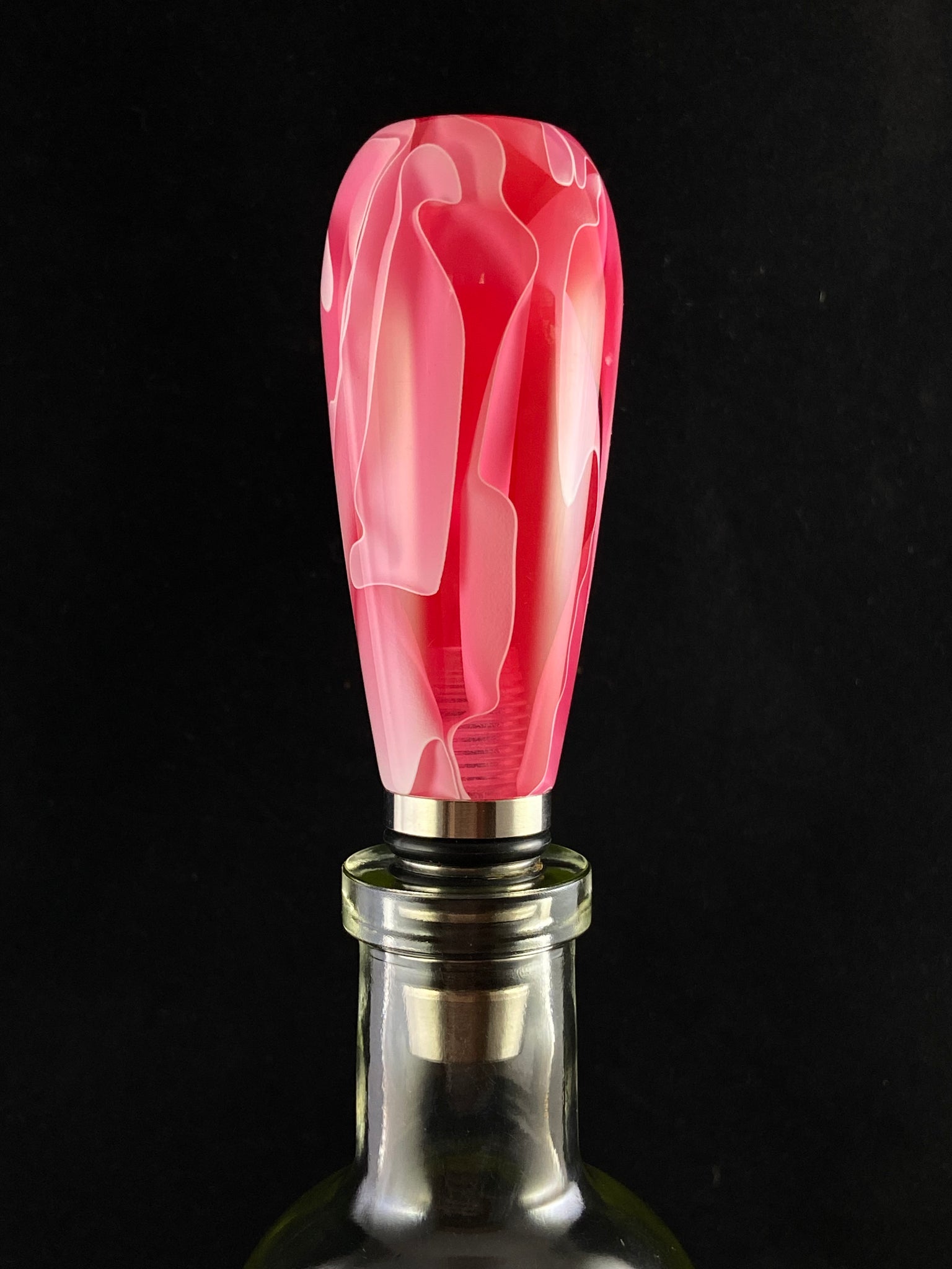 Rose Blush and White Lines Stainless Steel Bottle Stopper