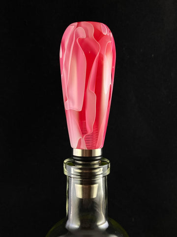 Rose Blush and White Lines Stainless Steel Bottle Stopper