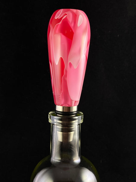 Rose Blush and White Lines Stainless Steel Bottle Stopper