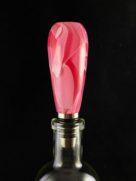 Rose Blush and White Lines Stainless Steel Bottle Stopper