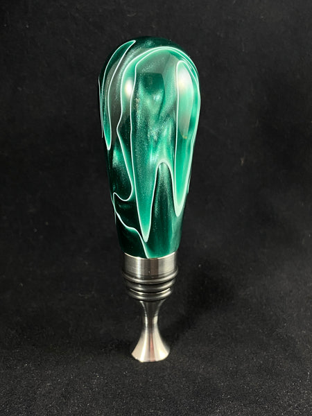 Emerald and White Lines Stainless Steel Bottle Stopper