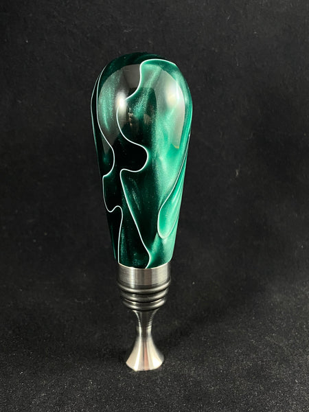 Emerald and White Lines Stainless Steel Bottle Stopper