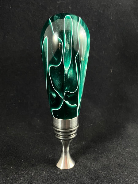 Emerald and White Lines Stainless Steel Bottle Stopper