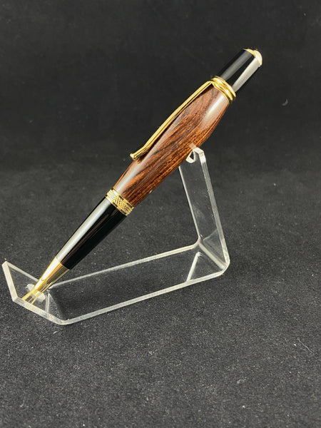 The Chairman Pen in Gold and Black with Bolivian Rosewood