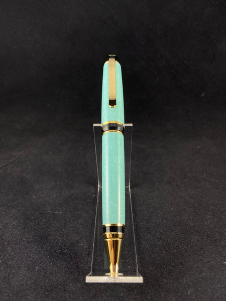 The Black and Gold Churchill Pen in Tiffany Robin Egg Blue