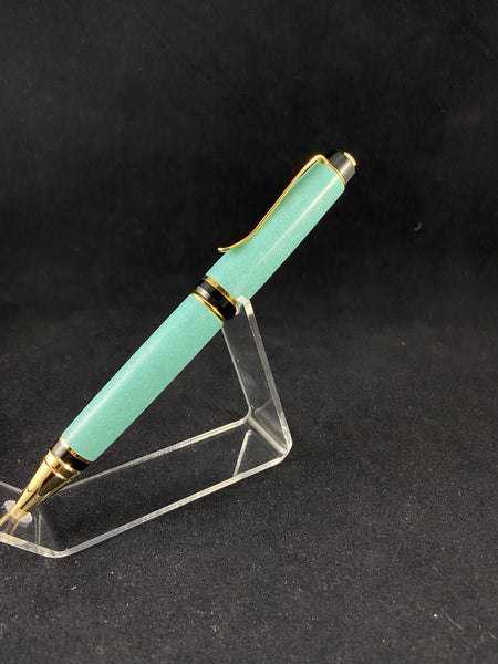 The Black and Gold Churchill Pen in Tiffany Robin Egg Blue