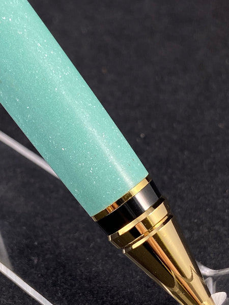 The Black and Gold Churchill Pen in Tiffany Robin Egg Blue