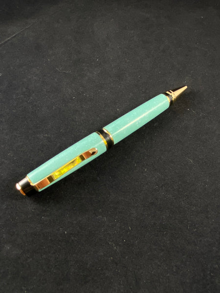 The Black and Gold Churchill Pen in Tiffany Robin Egg Blue