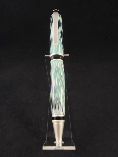 The Churchill Cigar Pen in Brushed Chrome and Sea Mist Porcupine Quill.