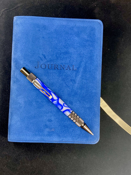 Gun Metal and Ice White Royal Blue Flow Dura Click" (Everyday Carry) Mechanical Pencil