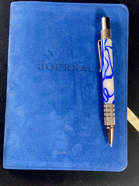 Gun Metal and Ice White Royal Blue Flow Dura Click" (Everyday Carry) Mechanical Pencil