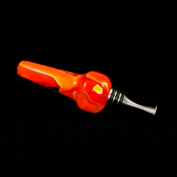 Orange Fire with White Lines Stainless Steel Bottle Stopper