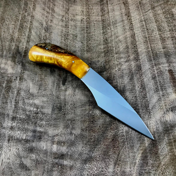 ZEN Knife Finished with Hybrid Stabilized Maple in Gold Handle