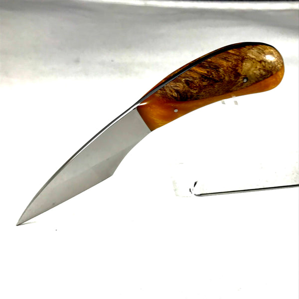 ZEN Knife Finished with Hybrid Stabilized Maple in Gold Handle