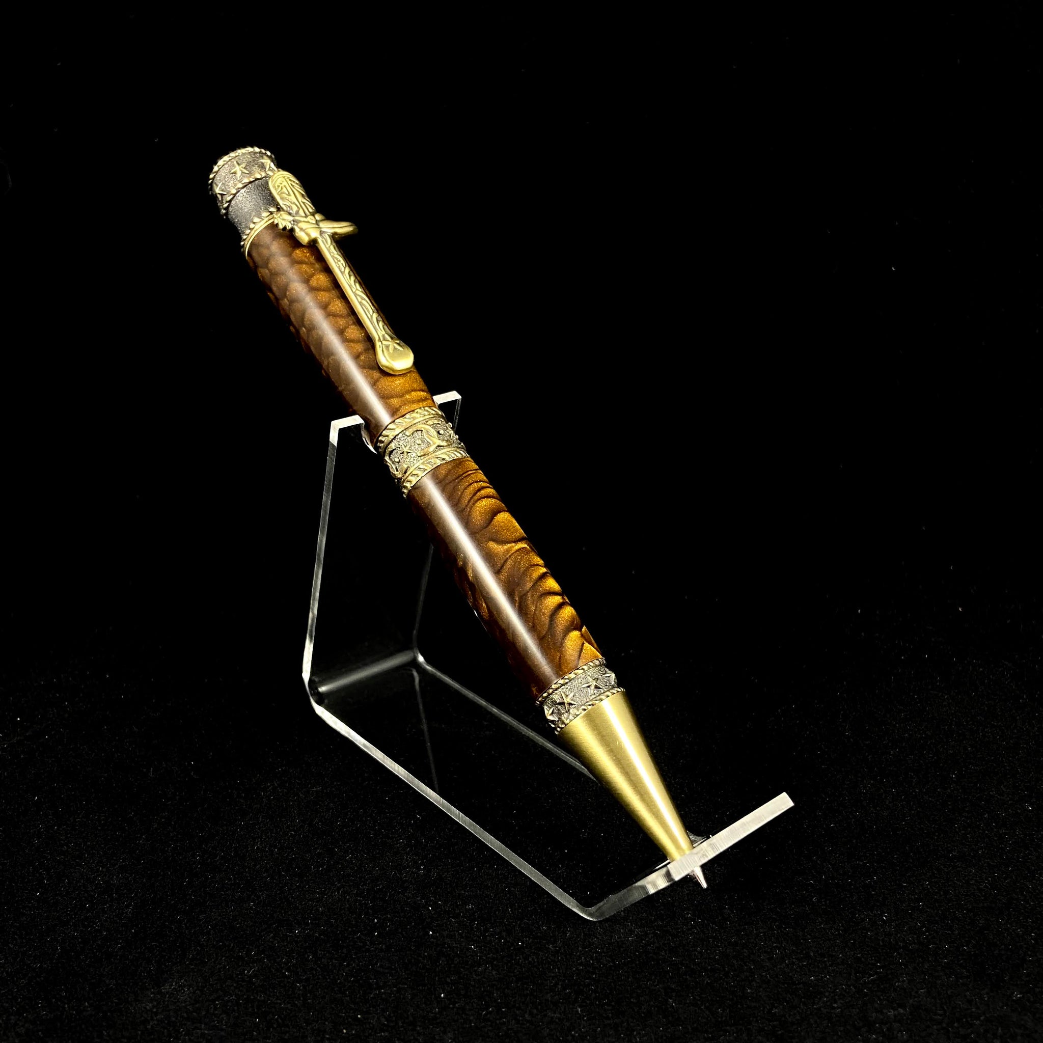 The Cowboy/Cowgirl Brass Pen in Acrylic Golden Dragon Skin.