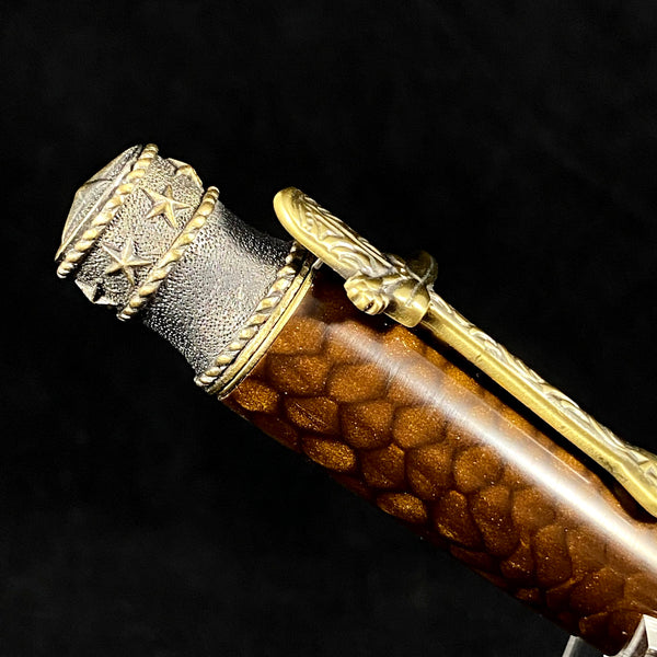 The Cowboy/Cowgirl Brass Pen in Acrylic Golden Dragon Skin.