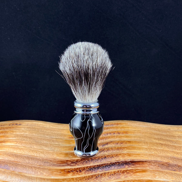 Onyx Black with White Badger Hair Shaving Brush