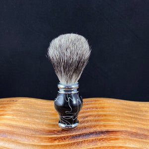 Onyx Black with White Badger Hair Shaving Brush