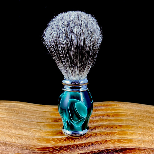 Emerald Green with White Badger Hair Men's Shaving Brush