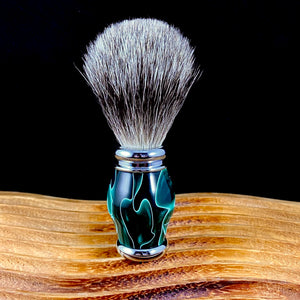 Emerald Green with White Badger Hair Men's Shaving Brush