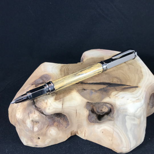 The Vertex Rollerball Pen in Black and White Ebony Wood