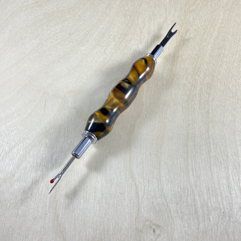 Double-Ended Seam Ripper with a Tiger Acrylic Body and Chrome