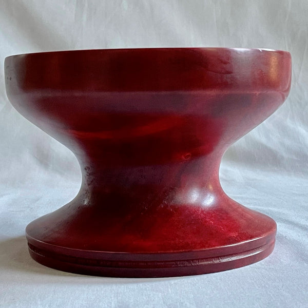 Stunning Hand Turned Footed Figured Maple Bowl, Stained Red Wine Colored